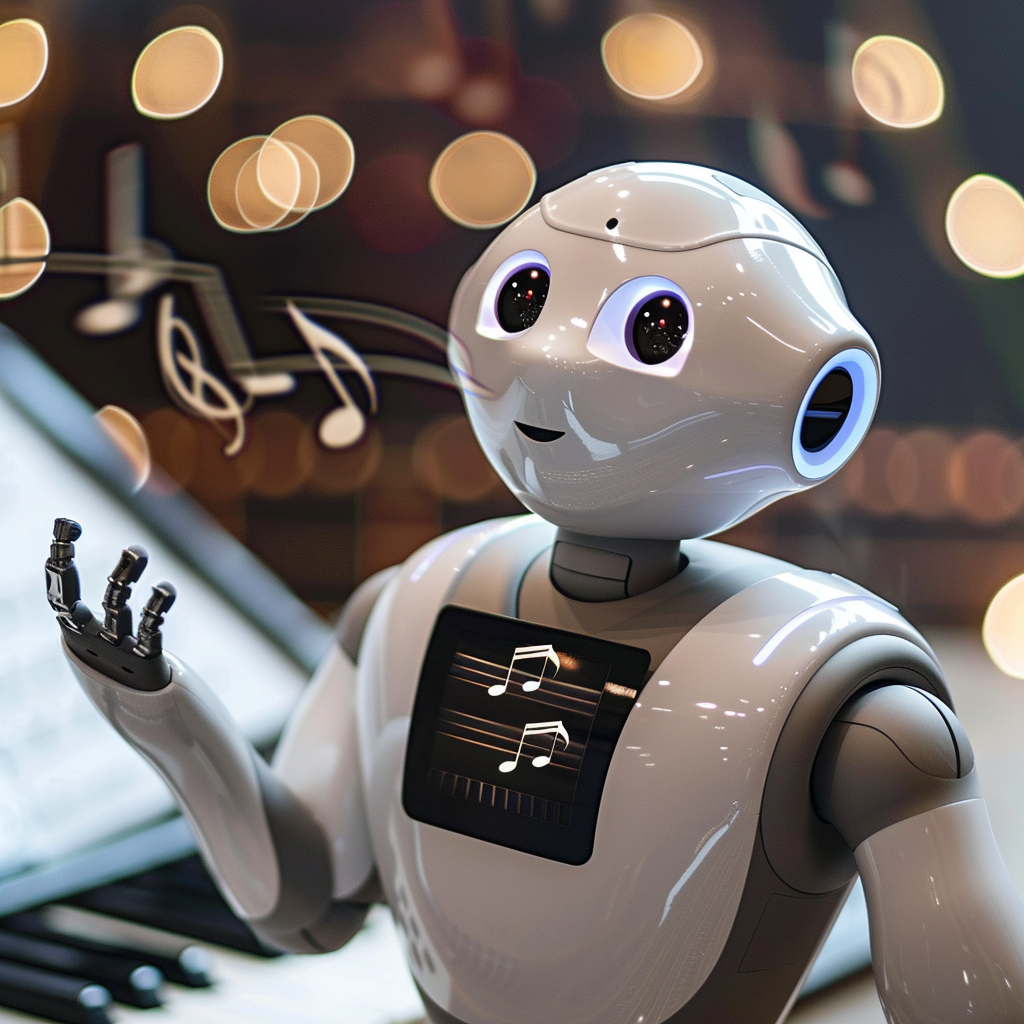 Melodie mit KI, Musik mit KI Roboter mit Noten